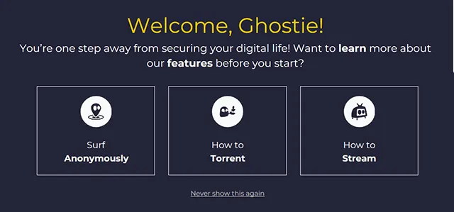Overzicht cyberghost met instructies