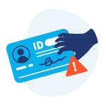 Hand grijpt ID-kaart