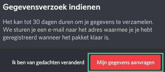 Screenshot van de melding