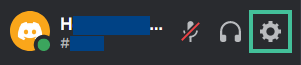 Screenshot van een Discord profiel waarbij het symbool voor instellingen is uitgelicht