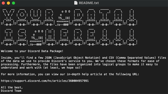 Screenshot van het Discord Readme bestand