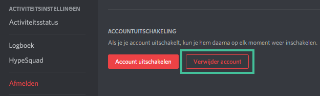 Screenshot van de knop