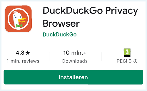 Screenshot van DuckDuckGo in de App Store