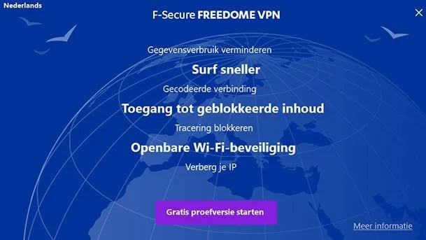 FREEDOME VPN Installatiescherm