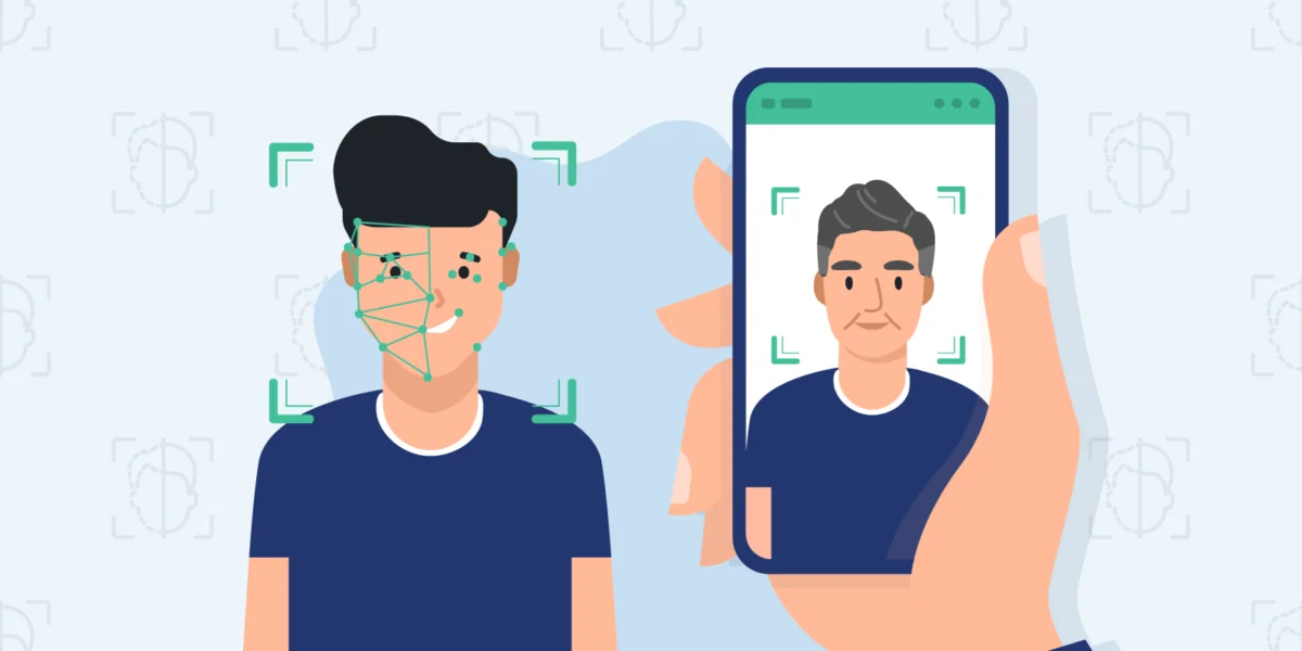Persoon gebruikt een verouderingsapp om ouder te lijken