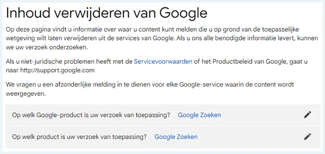 Screenshot inhoud verwijderen van Google