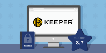 Keeper Wachtwoordmanager Review Uitgelichte Afbeelding met Score