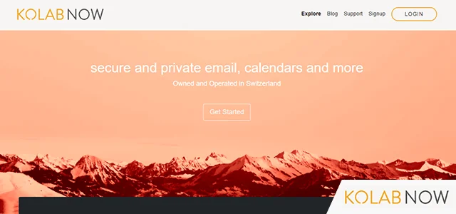 Kolab Now homepage met logo
