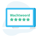 Laptop met wachtwoordscherm erop