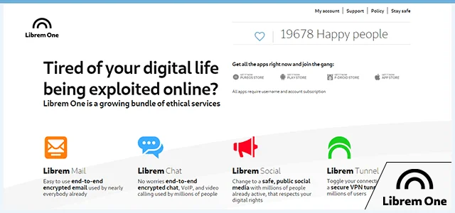Librem mail homepage met logo