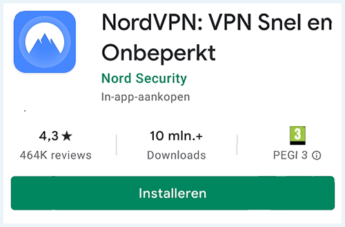 Screenshot van NordVPN in de App Store
