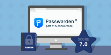 Passwarden Wachtwoordmanager Review Uitgelichte Afbeelding met Score