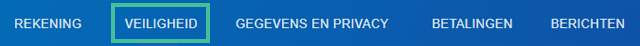 PayPal website screenshot van het tabblad 'Veiligheid'