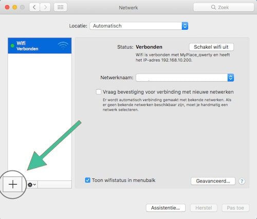 Verbinding toevoegen MacOS