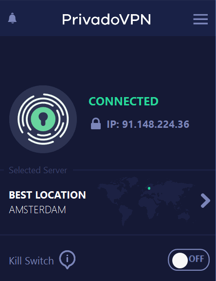PrivadoVPN software