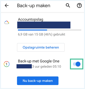 Scherm back-up maken van Google Drive