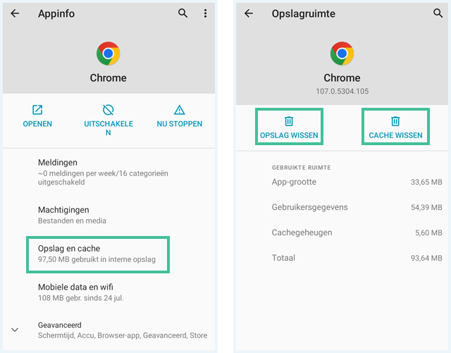 Android pagina's