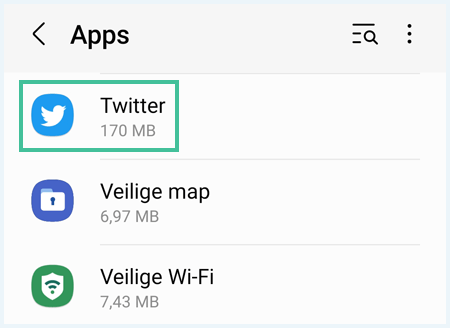 Android app-lijst waarbij