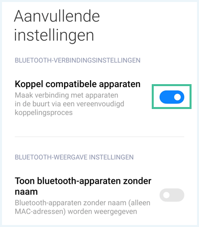 Android Bluetooth aanvullende instellingen