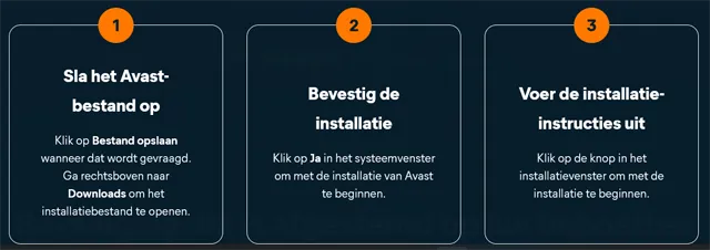 Stappen op de Avast website om Avast te installeren