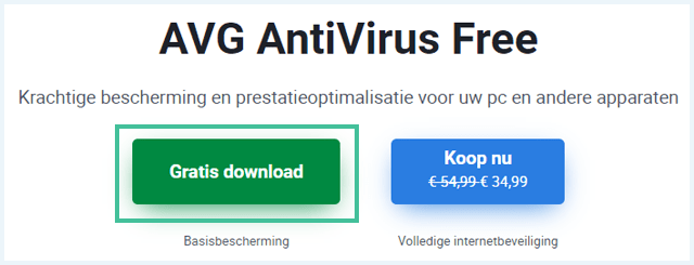 Downloadknop voor AVG AntiVirus Free