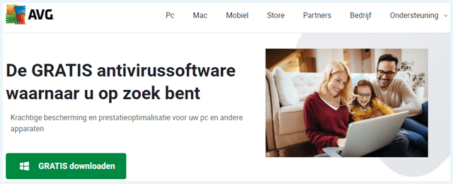 AVG website homepage