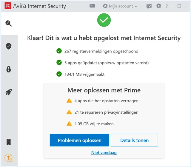 Avira Prime functies in Avira Software