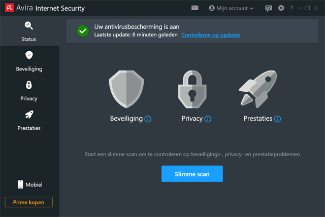 Avira software homescherm