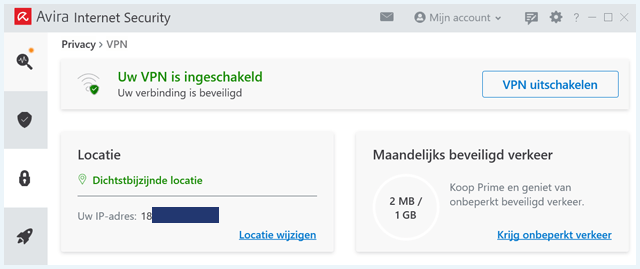 Avira VPN in software