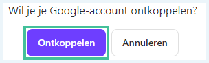 Google-account ontkoppelen in Badoo bevestigingsscherm