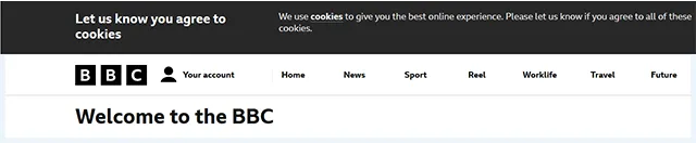 BBC dark web mirror homepage