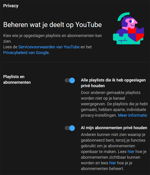 Screenshot van het YouTube-scherm 