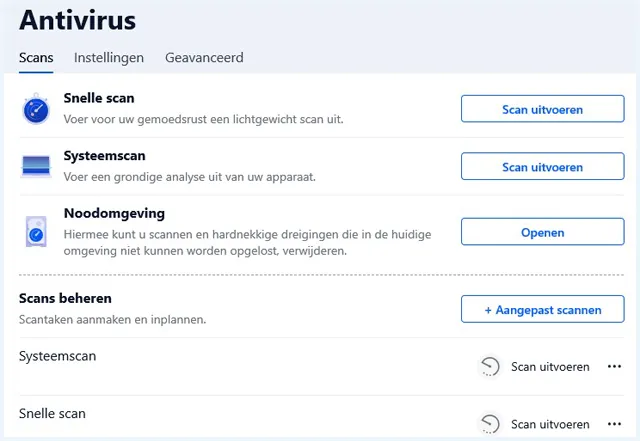 Bitdefender antivirus scanopties