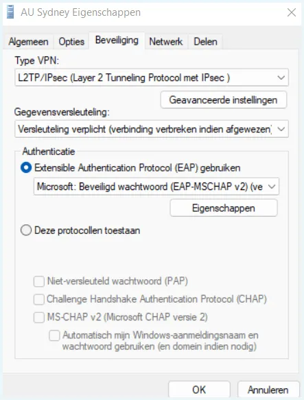 Celo VPN IKEv2 instellingen