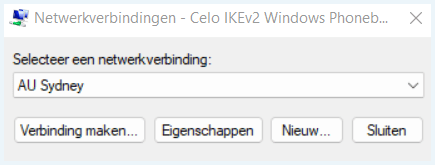 Celo VPN IKEv2 netwerkverbinding