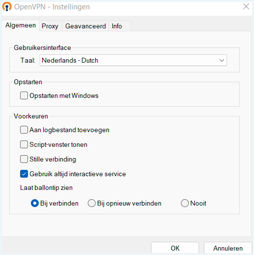 Celo VPN Instellingen in de app