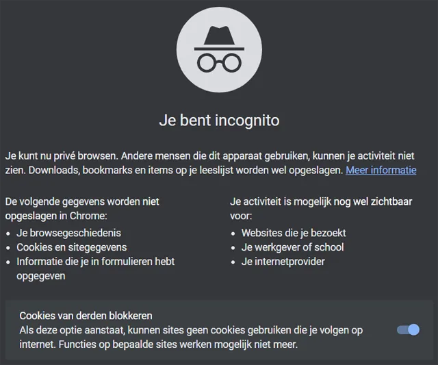 Chrome Incognitovenster