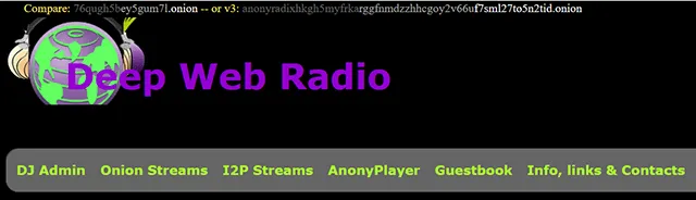 Deep Web Radio Dark Web homepage