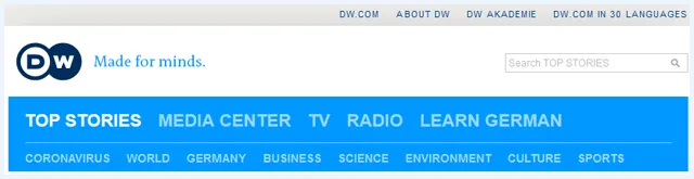 Deutsche Welle dark web mirror homepage