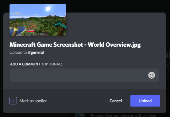 Discord afbeelding met de optie