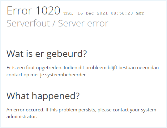 Error 1020 Serverfout