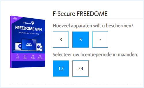 Abonnementsvormen F-Secure FREEDOME VPN