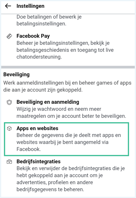 Facebook scherm