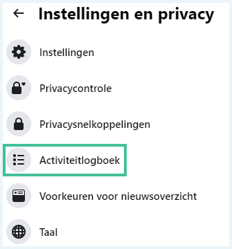 Facebook menu 