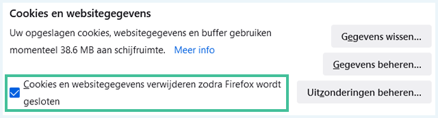 Firefox instellingen onder