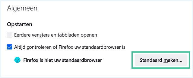Firefox browser instellen als standaard