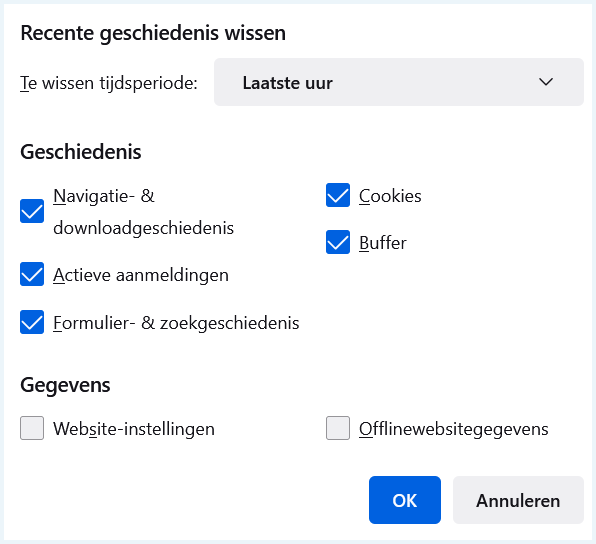 Firefox recente geschiedenis wissen