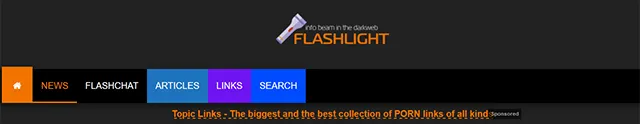 Flashlight Dark Web homepage