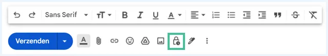 Gmail nieuwe e-mail waarbij het slotje is uitgelicht