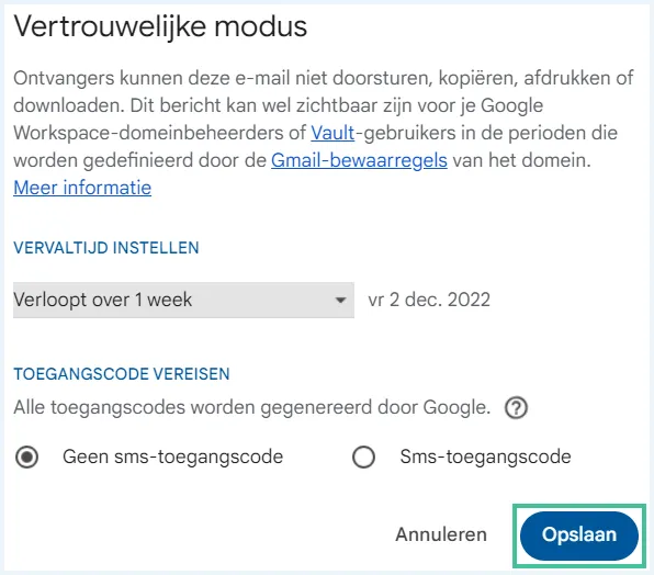 Gmail melding over